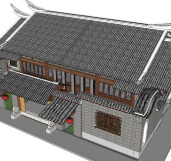 中式古建民居闽南风格建筑SU模型下载_sketchup草图大师SKP模型