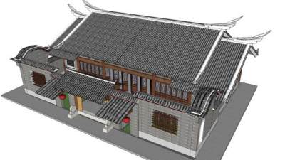 中式古建民居闽南风格建筑SU模型下载_sketchup草图大师SKP模型