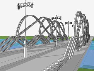 双通道大桥桥梁SU模型下载_sketchup草图大师SKP模型