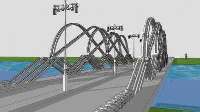 双通道大桥桥梁SU模型下载_sketchup草图大师SKP模型