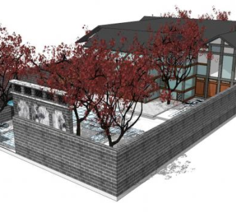 日式风格会所合院SU模型下载_sketchup草图大师SKP模型