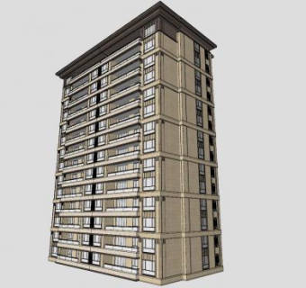 新中式风格公寓建筑楼房SU模型下载_sketchup草图大师SKP模型