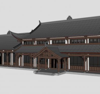 伟大的川东中式建筑酒楼SU模型下载_sketchup草图大师SKP模型
