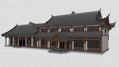 伟大的川东中式建筑酒楼SU模型下载_sketchup草图大师SKP模型