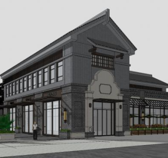 中式民国风建筑住宅SU模型下载_sketchup草图大师SKP模型