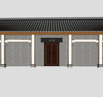中式王家宗祠建筑SU模型下载_sketchup草图大师SKP模型