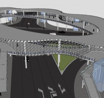 大型人行天桥SU模型下载_sketchup草图大师SKP模型