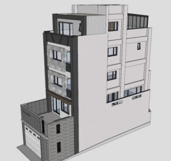 现代小三层农村别墅建筑SU模型下载_sketchup草图大师SKP模型