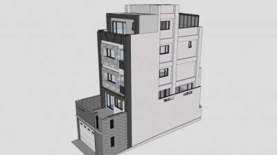 现代小三层农村别墅建筑SU模型下载_sketchup草图大师SKP模型