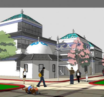 现代蒙古包建筑楼房民房住宅SU模型下载_sketchup草图大师SKP模型