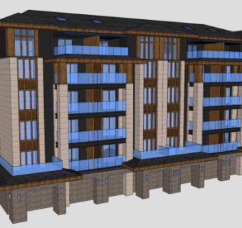 后现代中式办公楼建筑SU模型下载_sketchup草图大师SKP模型