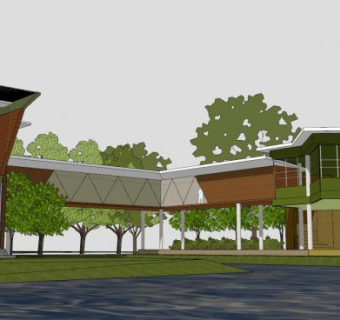 工业园办公楼区域连接建筑SU模型下载_sketchup草图大师SKP模型