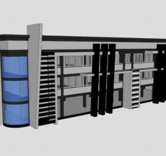 现代创意办公楼建筑SU模型下载_sketchup草图大师SKP模型