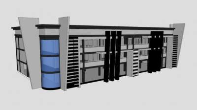 现代创意办公楼建筑SU模型下载_sketchup草图大师SKP模型