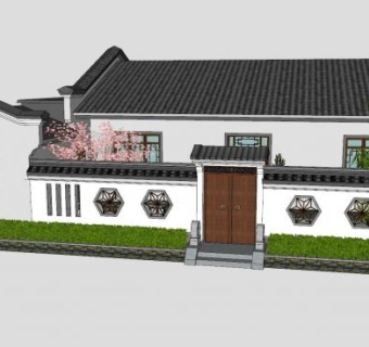 中式徽派合院建筑住宅SU模型下载_sketchup草图大师SKP模型