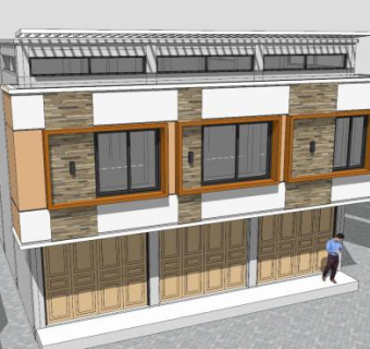 新农村三层别墅自建房SU模型下载_sketchup草图大师SKP模型