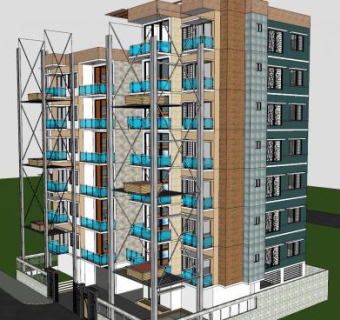 准备竣工的单元楼住宅SU模型下载_sketchup草图大师SKP模型