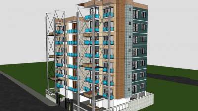 准备竣工的单元楼住宅SU模型下载_sketchup草图大师SKP模型