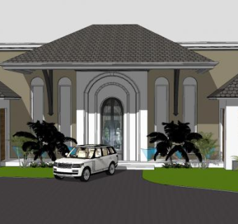 欧式小型教会堂建筑SU模型下载_sketchup草图大师SKP模型