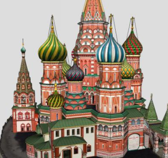 俄罗斯风格建筑教会堂SU模型下载_sketchup草图大师SKP模型