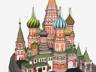 俄罗斯风格建筑教会堂SU模型下载_sketchup草图大师SKP模型