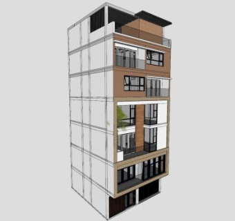 独栋民房别墅建筑SU模型下载_sketchup草图大师SKP模型
