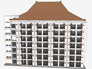 阿拉斯加风格公寓建筑SU模型下载_sketchup草图大师SKP模型