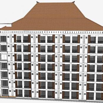 阿拉斯加风格公寓建筑SU模型下载_sketchup草图大师SKP模型