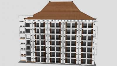 阿拉斯加风格公寓建筑SU模型下载_sketchup草图大师SKP模型