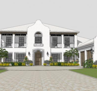 百慕大别墅房屋建筑SU模型下载_sketchup草图大师SKP模型