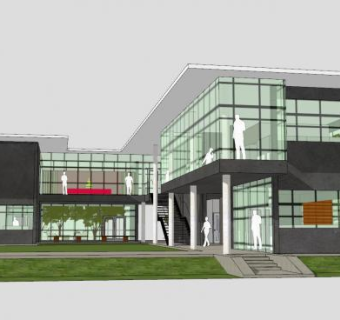 现代办公建筑办公区域SU模型下载_sketchup草图大师SKP模型