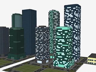 城市<em>楼房建筑</em>SU模型下载_sketchup草图大师SKP模型