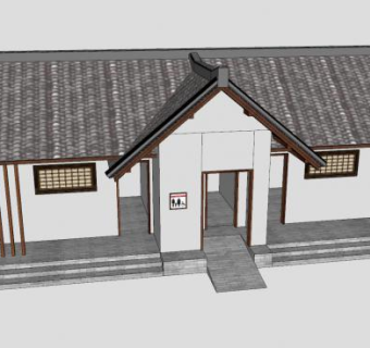 中式公厕洗手间SU模型下载_sketchup草图大师SKP模型