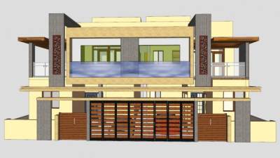 私人现代别墅建筑SU模型下载_sketchup草图大师SKP模型