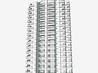 <em>高层公寓建筑</em>SU模型下载_sketchup草图大师SKP模型