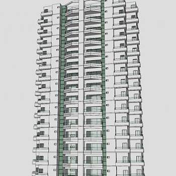 高层公寓建筑SU模型下载_sketchup草图大师SKP模型