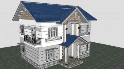 美式住宅别墅建筑SU模型下载_sketchup草图大师SKP模型