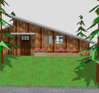 森林里的小木屋住宅SU模型下载_sketchup草图大师SKP模型