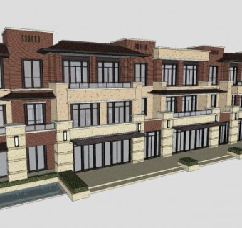 别墅联排建筑SU模型下载_sketchup草图大师SKP模型