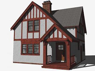美式房屋<em>两层</em>建筑SU模型下载_sketchup草图大师SKP模型