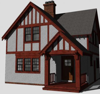 美式房屋两层建筑SU模型下载_sketchup草图大师SKP模型