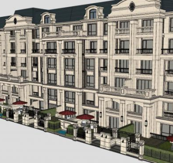 法式洋房欧式别墅建筑SU模型下载_sketchup草图大师SKP模型
