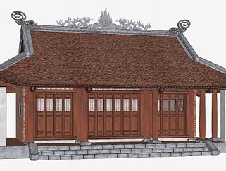 中式寺庙建筑禅房SU模型下载_sketchup草图大师SKP模型