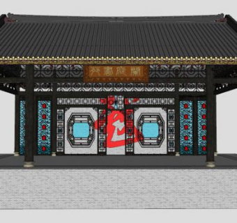 古建戏台SU模型下载_sketchup草图大师SKP模型