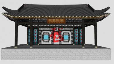 古建戏台SU模型下载_sketchup草图大师SKP模型