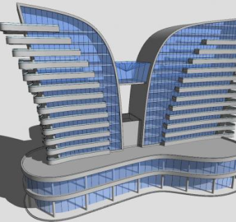 现代造型酒店建筑SU模型下载_sketchup草图大师SKP模型