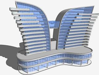 现代<em>造型酒店</em>建筑SU模型下载_sketchup草图大师SKP模型