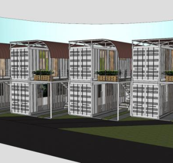 集装箱建筑住宅SU模型下载_sketchup草图大师SKP模型