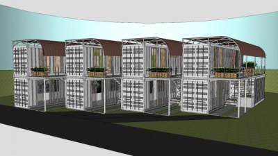 集装箱建筑住宅SU模型下载_sketchup草图大师SKP模型