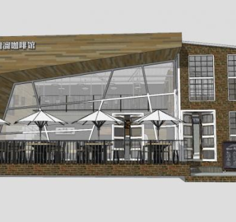 现代城市咖啡馆SU模型下载_sketchup草图大师SKP模型